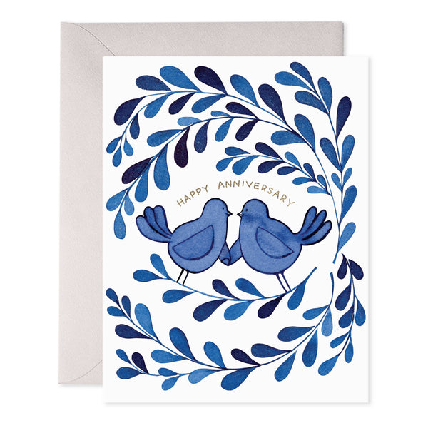 Blue Birds Anniversary Greeting Card