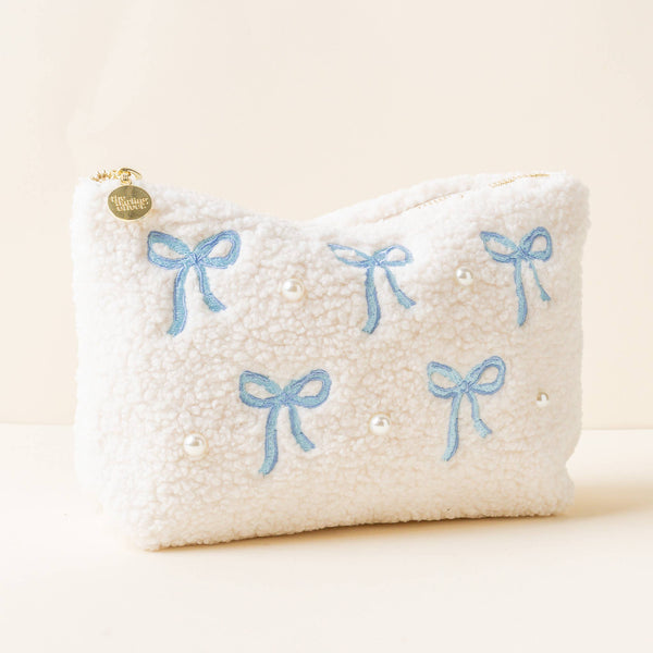 Teddy Pouch-Bows Blue