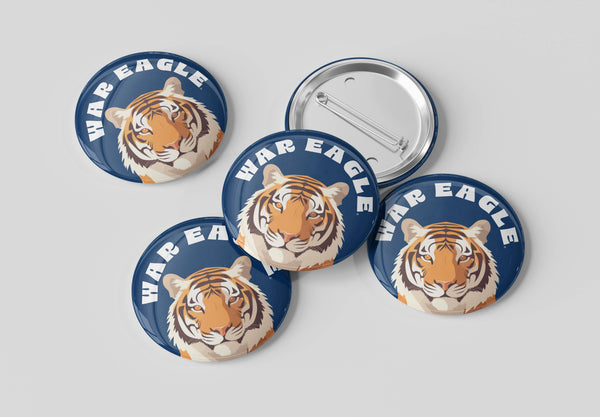 Auburn War Eagle Tiger Face Button