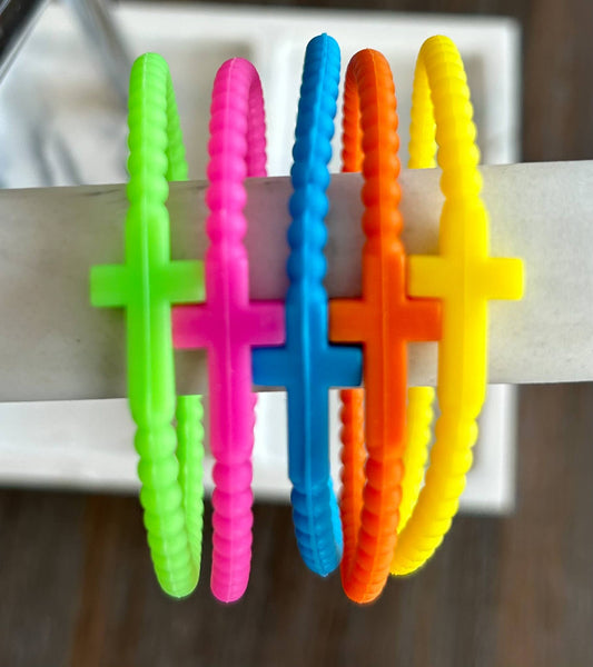 Silicone Cross Bracelet Pastels