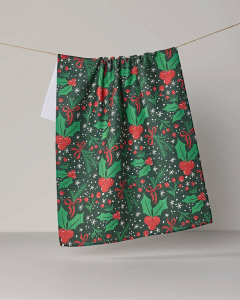 Sugarplum Florals Tea Towel - Holiday 2026: Ivory