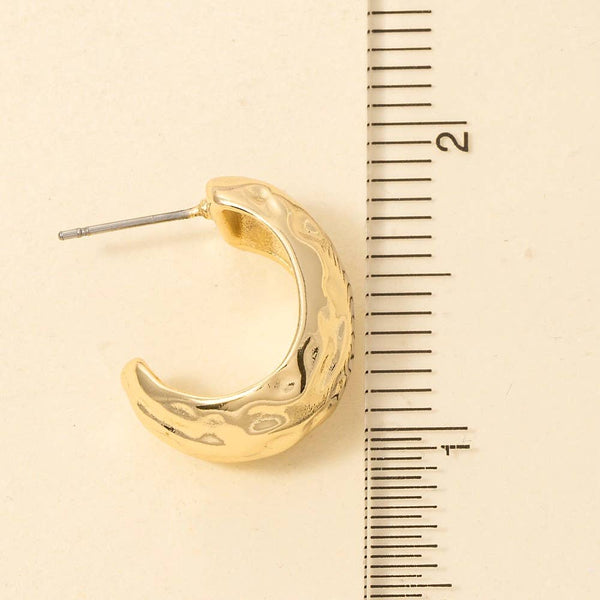 Gold Dipped Warped Wide Hoop Earrings: GOLD