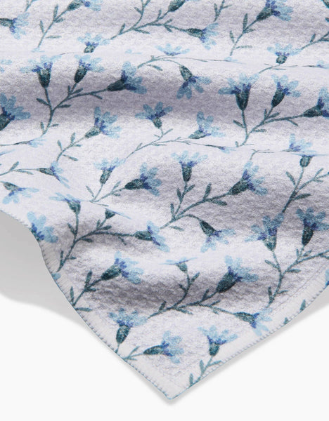 Trailing Flowers in Blue Bar Towel