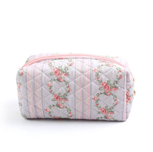 Quilted Floral Cosmetic Bag