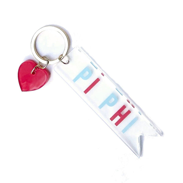 Sorority & Greek Acrylic Heart Keychain: Delta Zeta