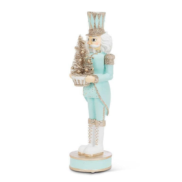 Blue Nutcracker with LED Tree-15"H