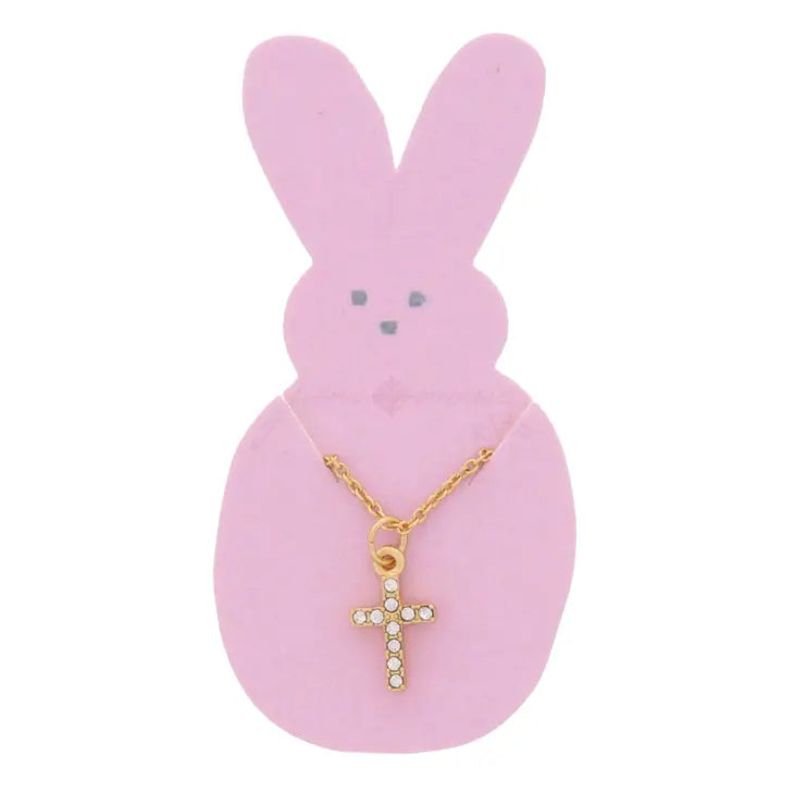 Kids Clear Crystal Cross Necklace