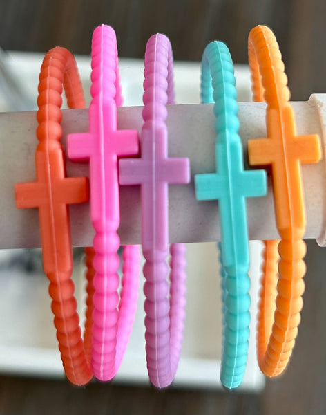 Silicone Cross Bracelet Pastels