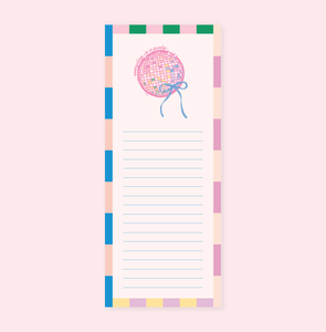 Everyday is a Party Disco Ball Bow List Notepad