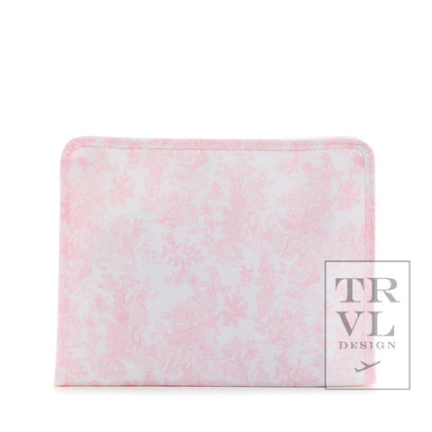 Roadie Large - Bunny Toile Pink Zip Pouch *new!