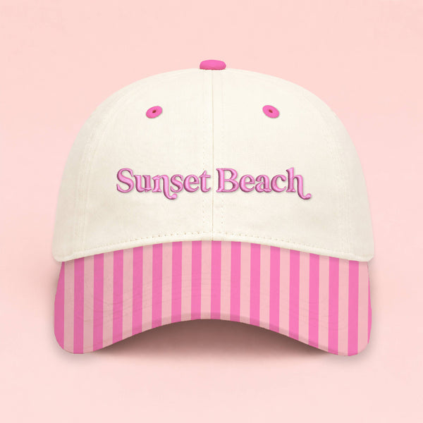 Custom Homewood Embroidered Hat | Pink Stripes: Bold Outline / Rainbow