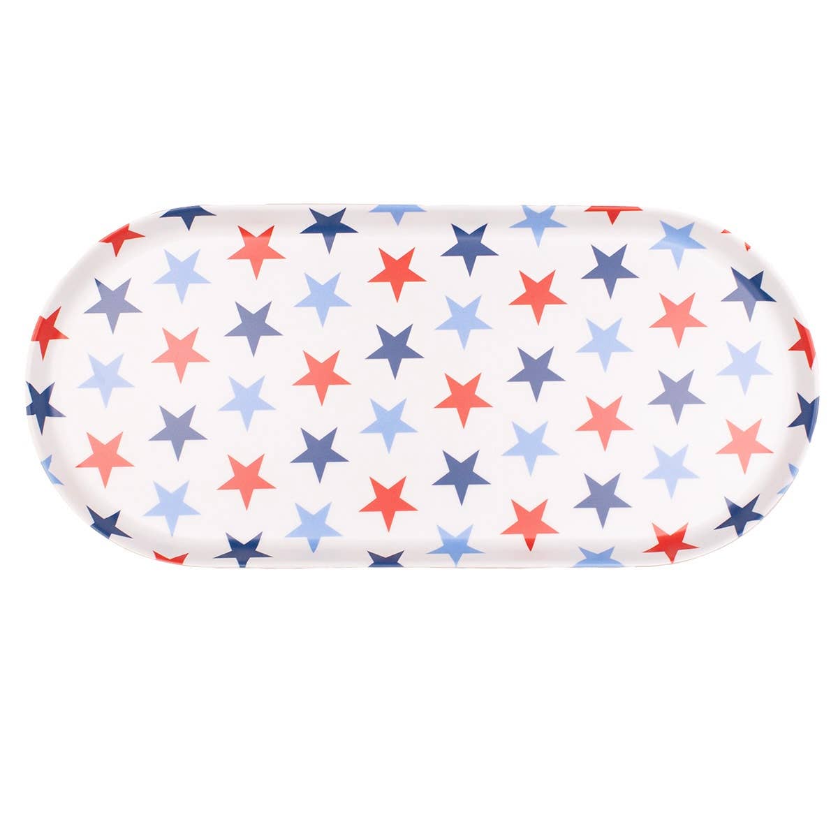 Stars Melamine Platter   White/Red/Blue   17.5x8