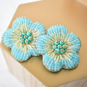 Mint Flower Bead Stud