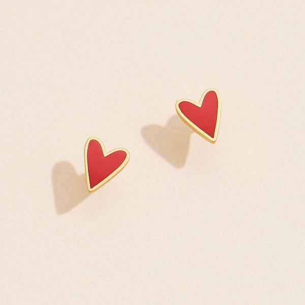 Blush Heart 18K Gold Dip Stud Earrings
