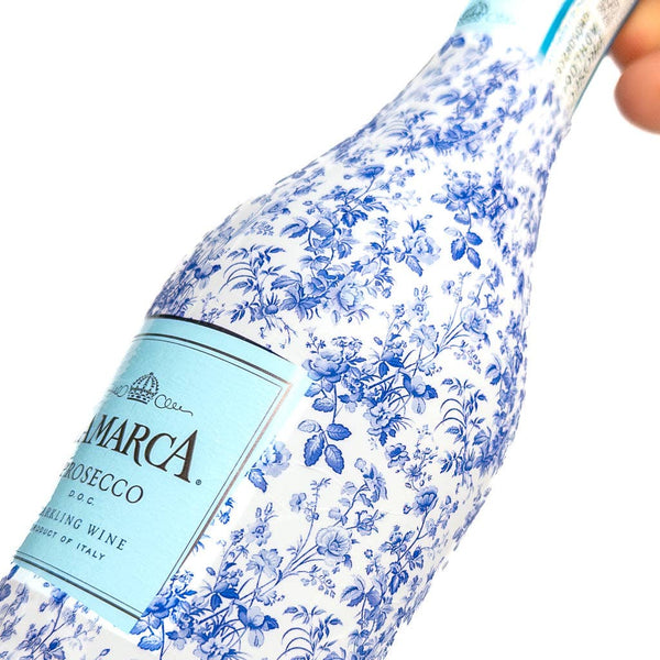 Beau Bottles Blue Floral - MINI Prosecco Collection - Set of 6 (Wraps Only)