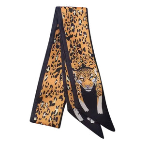 Knotted Orange Leopard Scarf Necklace