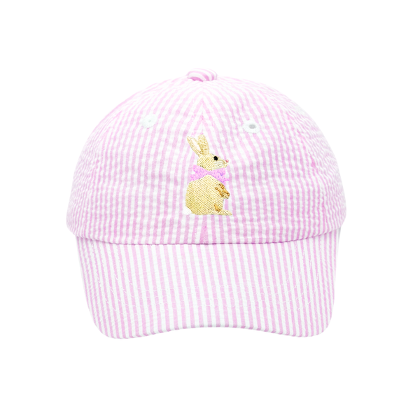 Seersucker Bunny Bow Baseball Hat (Baby, Youth): Youth