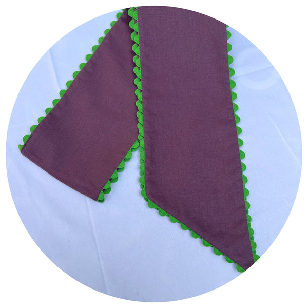 Custom Linen Sashes with Trim : Red with White trim 54"
