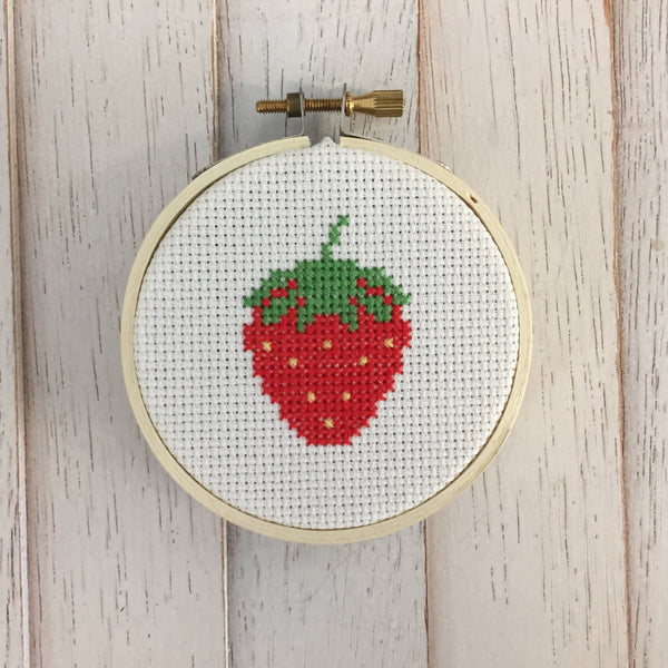 Strawberry Counted Cross Stitch Kit KID FRIENDLY
