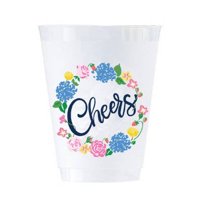 Strawberry Floral "Cheers" Shatterproof Cups