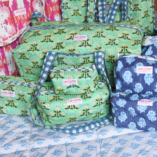 Maya Blue Pouch | Quilted Pouch Set | Quality Fabric Pouches