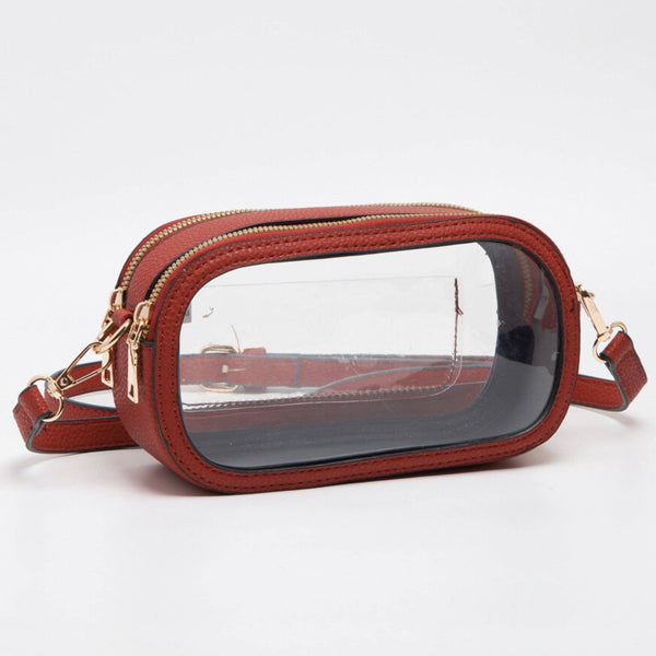 Game Day Stadium Clear Oval Crossbody Bags: White