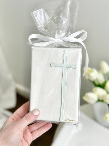 Textured Blue Cross on Canvas 4x6