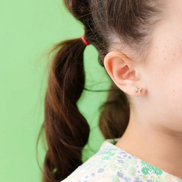 Enamel Butterfly Stud Earrings - Hypoallergenic, Flat Back: Blush