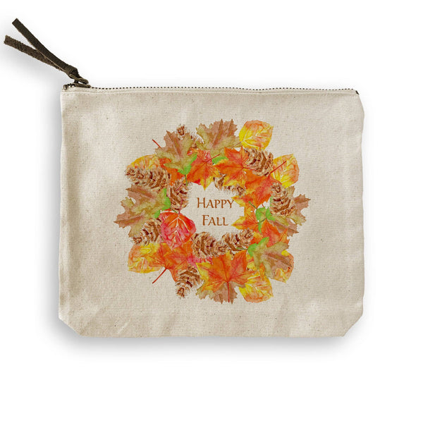 Fall Leaf Wreath with Happy Fall: Notecard / -