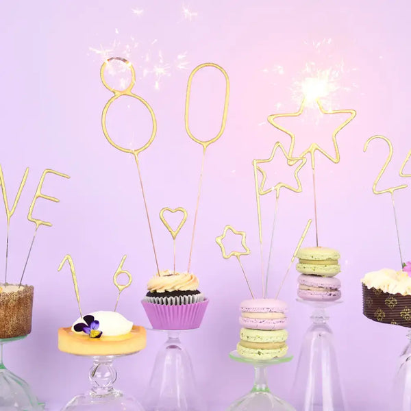 Mini 4" Gold Milestone Number Sparkler Wands - Custom Option: Milestone Sparkler - 10