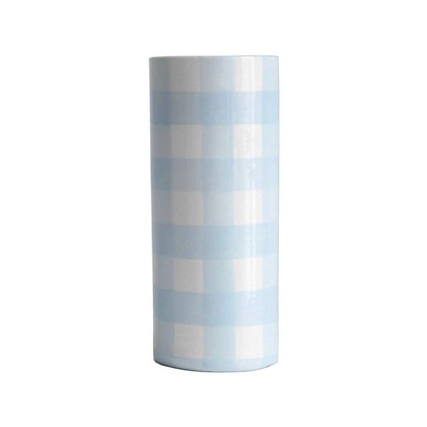 Gingham Column Vase: Sea Glass