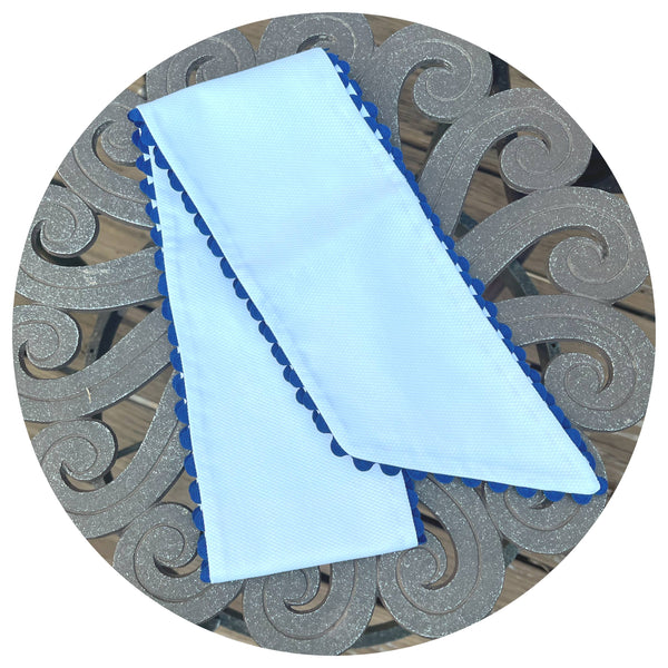 White Cotton Pique Sash with Trim: 44 inches / White