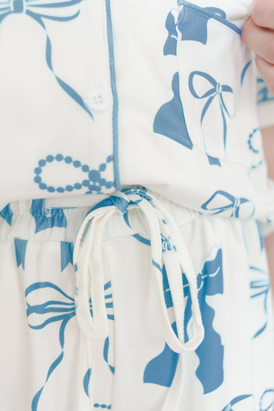 Sweet Dreams Blue Bows Short Sleeve Loungewear Pajama