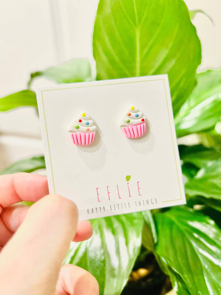 Rainbow Sprinkle Cupcake Stud Earrings for Foodies & Gifts: Studs