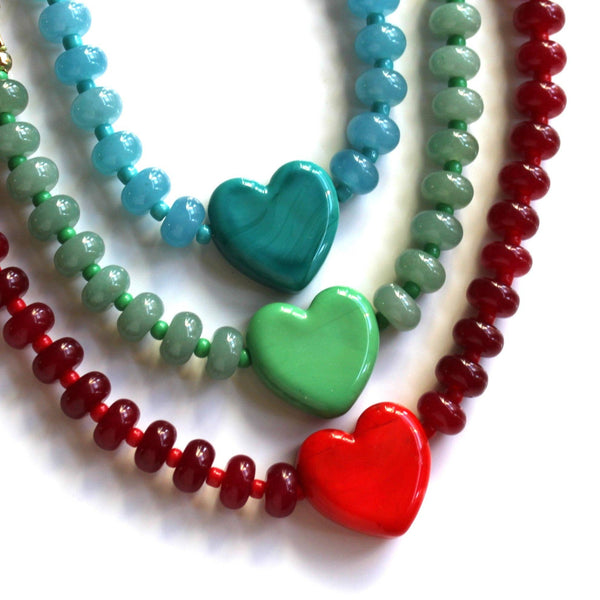 Remi Beaded Candy Necklace - Game day Jewelry: Red