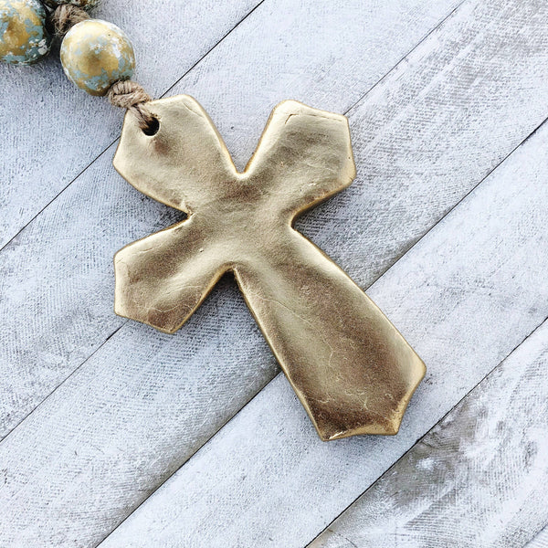Blessing Beads With Cross (Large): Natural