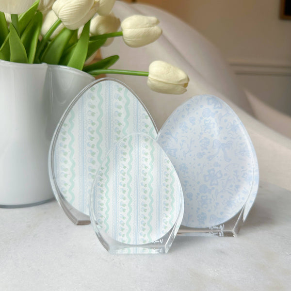 Blue Acrylic Egg Trio: Medium