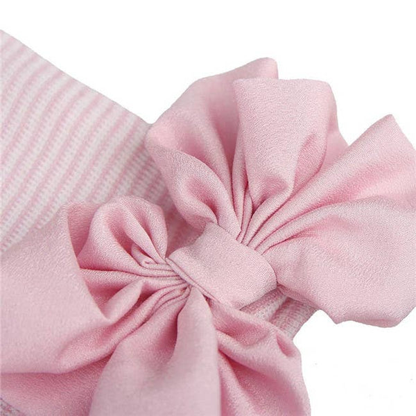 Newborn Hospital Hat: White with Pink bow