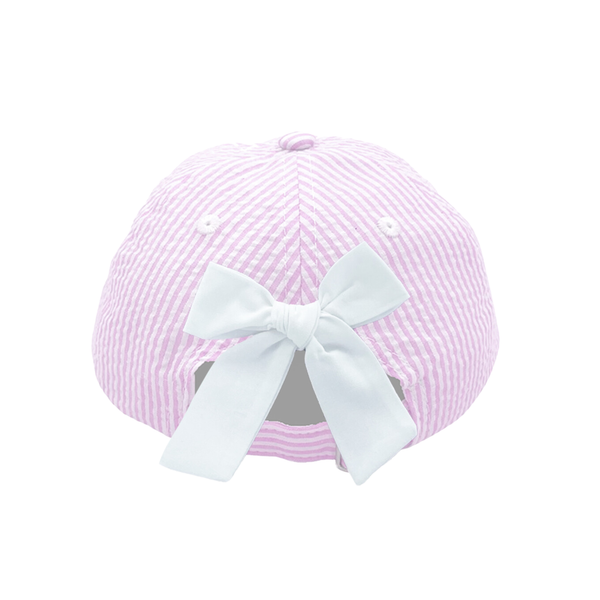 Seersucker Bunny Bow Baseball Hat (Baby, Youth): Youth