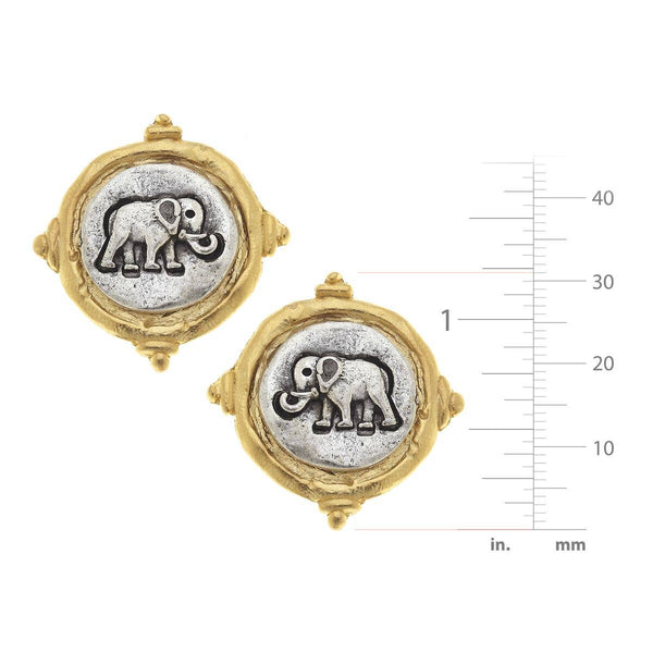 Gold and Silver Elephant Earrings