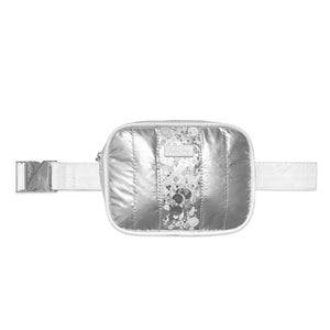 Silver Confetti Puffer Belt Bag