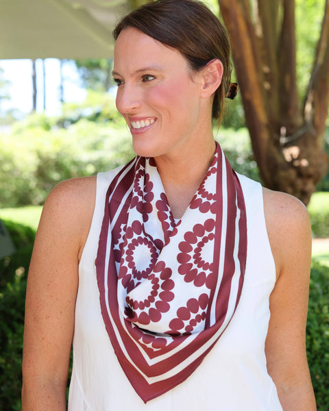 Lucy Floral Scarf Medium Maroon White: Default