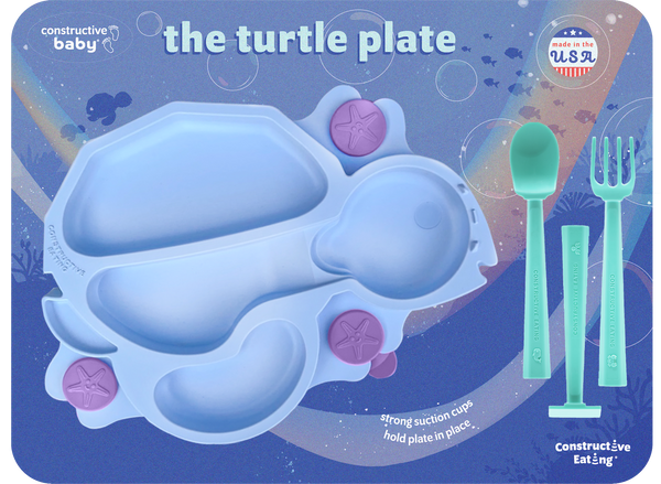 Turtle Suction Plate and Training Utensils: Green Turtle Plate
