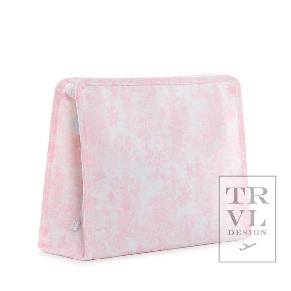 Roadie Large - Bunny Toile Pink Zip Pouch *new!