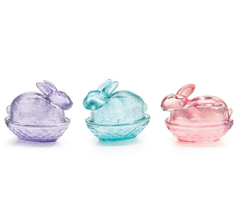 Purple Bunny Glass Candy Dish