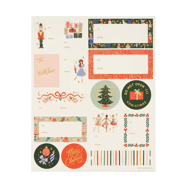 Pack of 3 Stickers & Labels- rifle Paper christmas