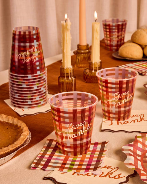Give Thanks Plaid Cups | thanksgiving, fall, drinkware