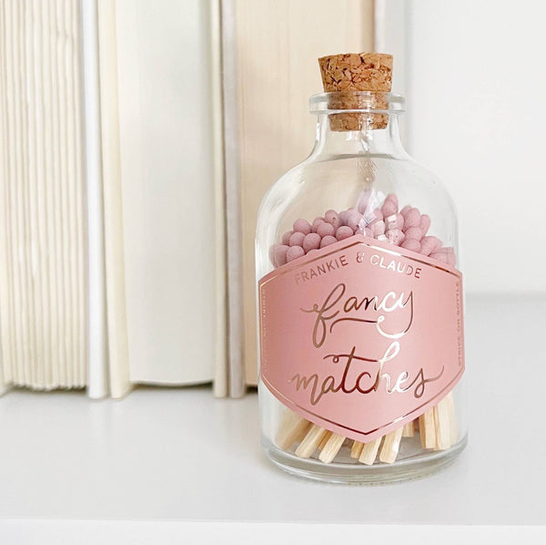 Dusty Rose Matches in Glass Jar – Romantic & Vintage Matches