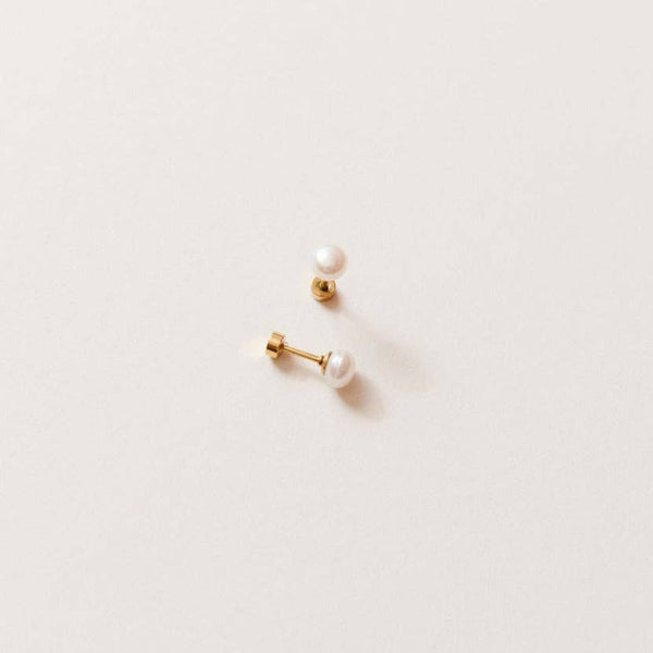 Pearl Stud Earrings - Hypoallergenic, Flat Back, Girl Gift