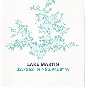Lake Martin Blue Paddles Tea Towel